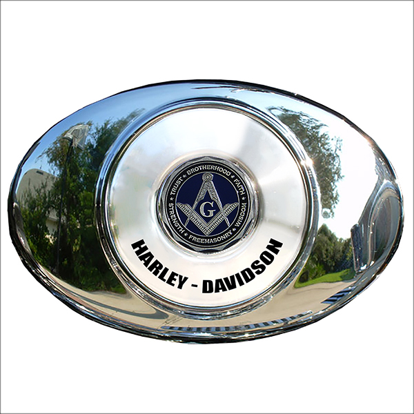 MotorDog69 Masonic Harley Black Horn Cover Coin Mount Set 